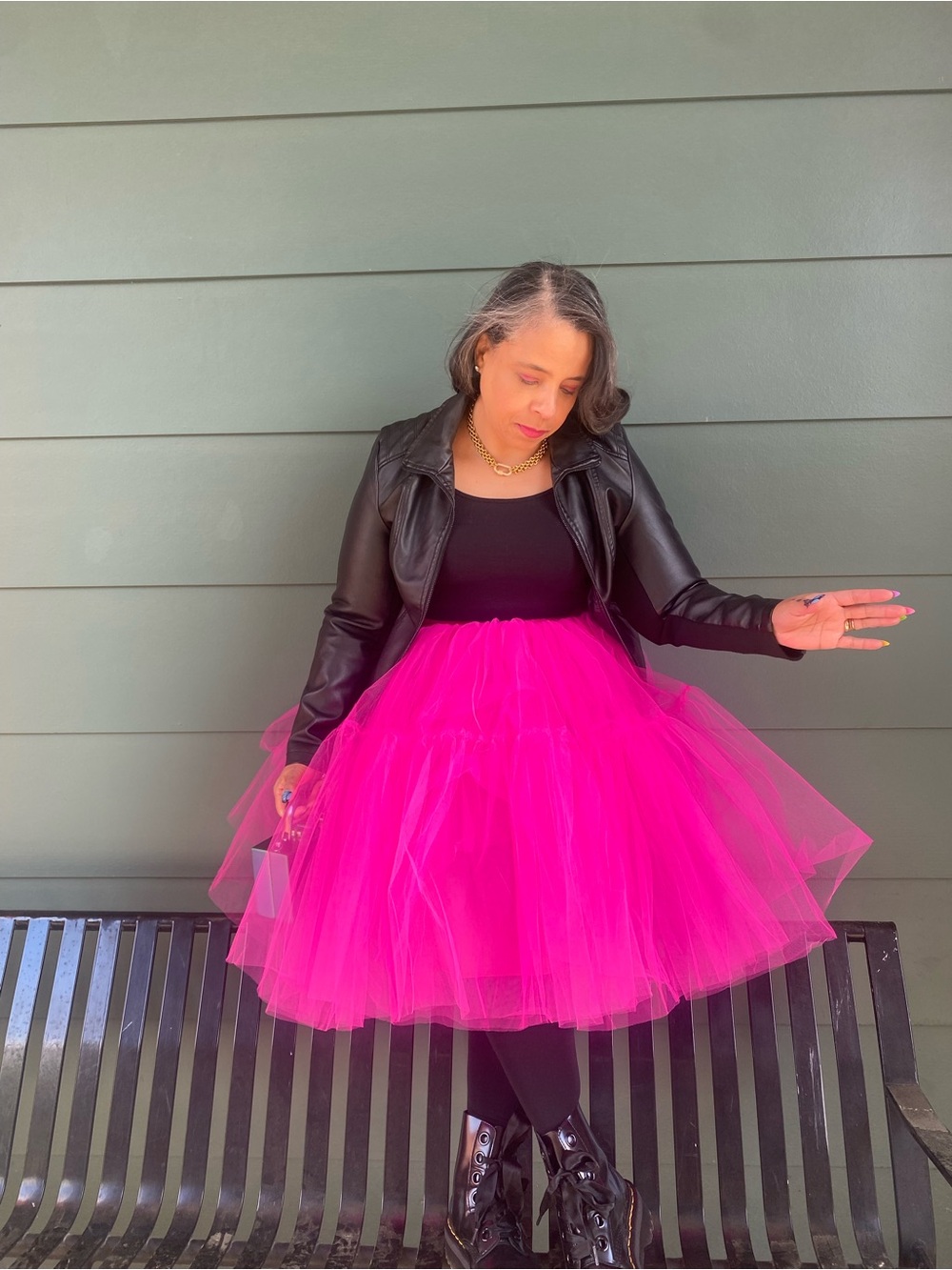 Hot Pink Tulle Midi Skirt - Picture 7 of 7